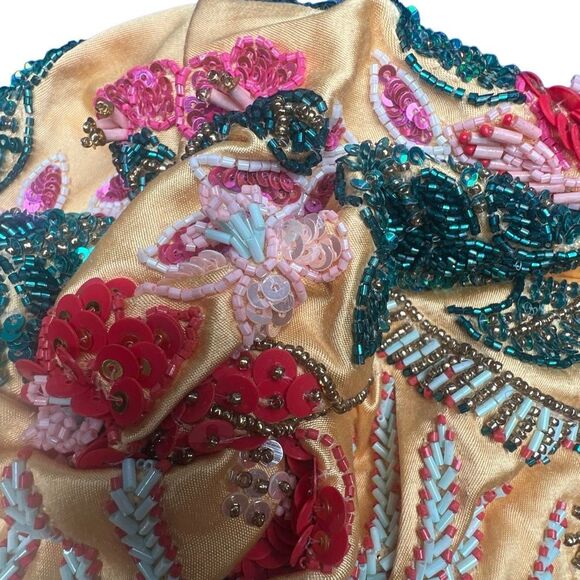 NWT Anthropologie Llani  Beaded Embellished Turban Gold Multi Botanical Hair Wra - Picture 7 of 12